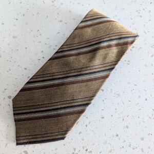 Armani Collezioni Bronze Striped Italian Silk Neck Tie